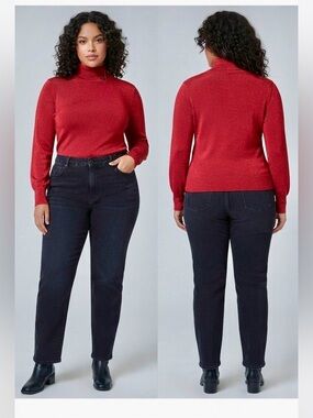 Forever 21 Shimmering Red Turtleneck Sweater